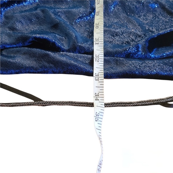 Halston Heritage Metallic Velvet Short Slip Dress Navy Blue size 8 NWT - Picture 7 of 8